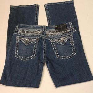 Miss Me jeans Boot Cut Thick Stitch Black Sequin Beads 31 x 32.  Smoke free home